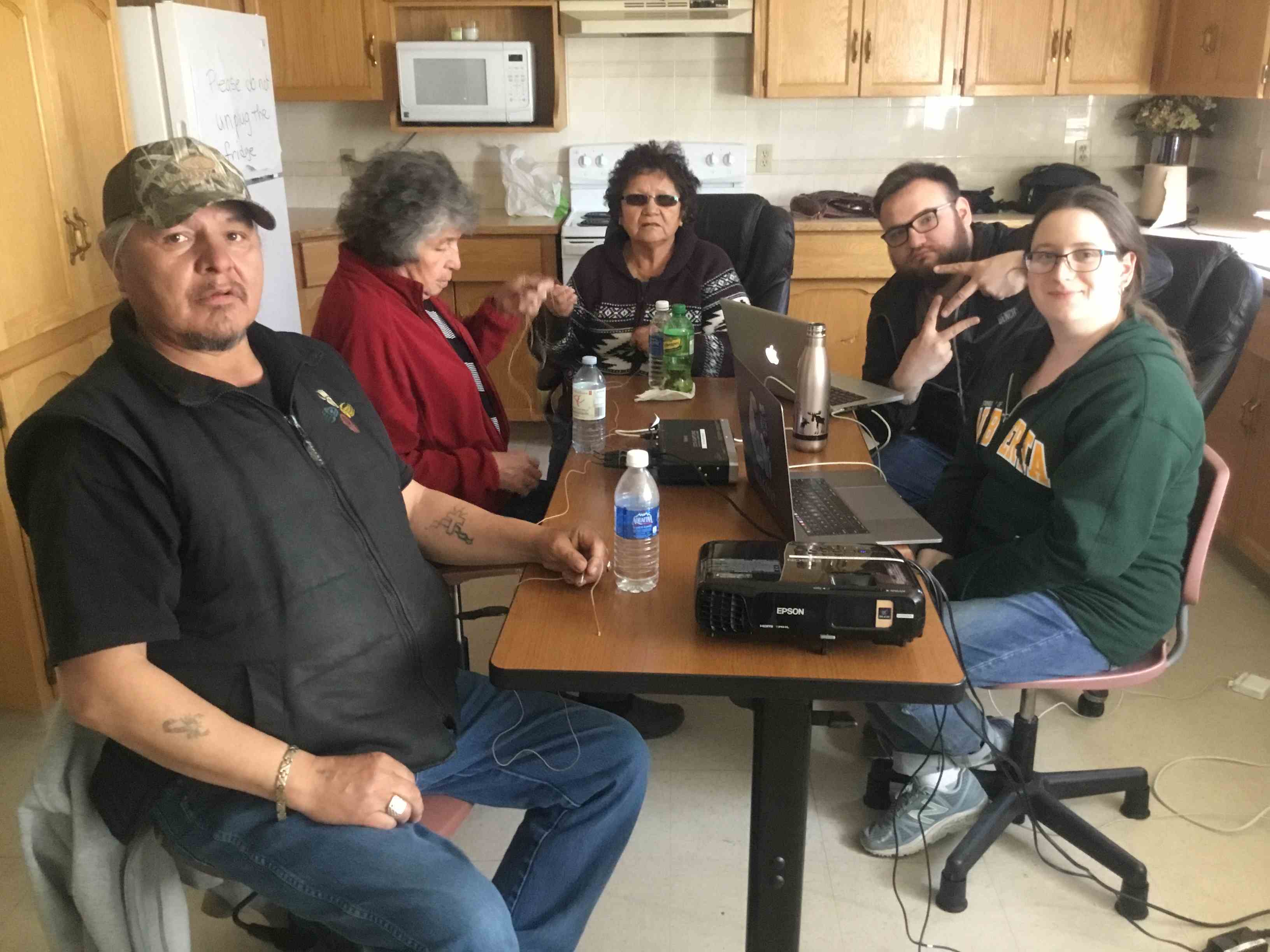 April 25th, 2018 (left-to-right): Jerry Roasting, Mary Jean Littlechild, Rosie Rowan, Atticus Harrigan & Katie Schmirler (photo credit: Antti Arppe)