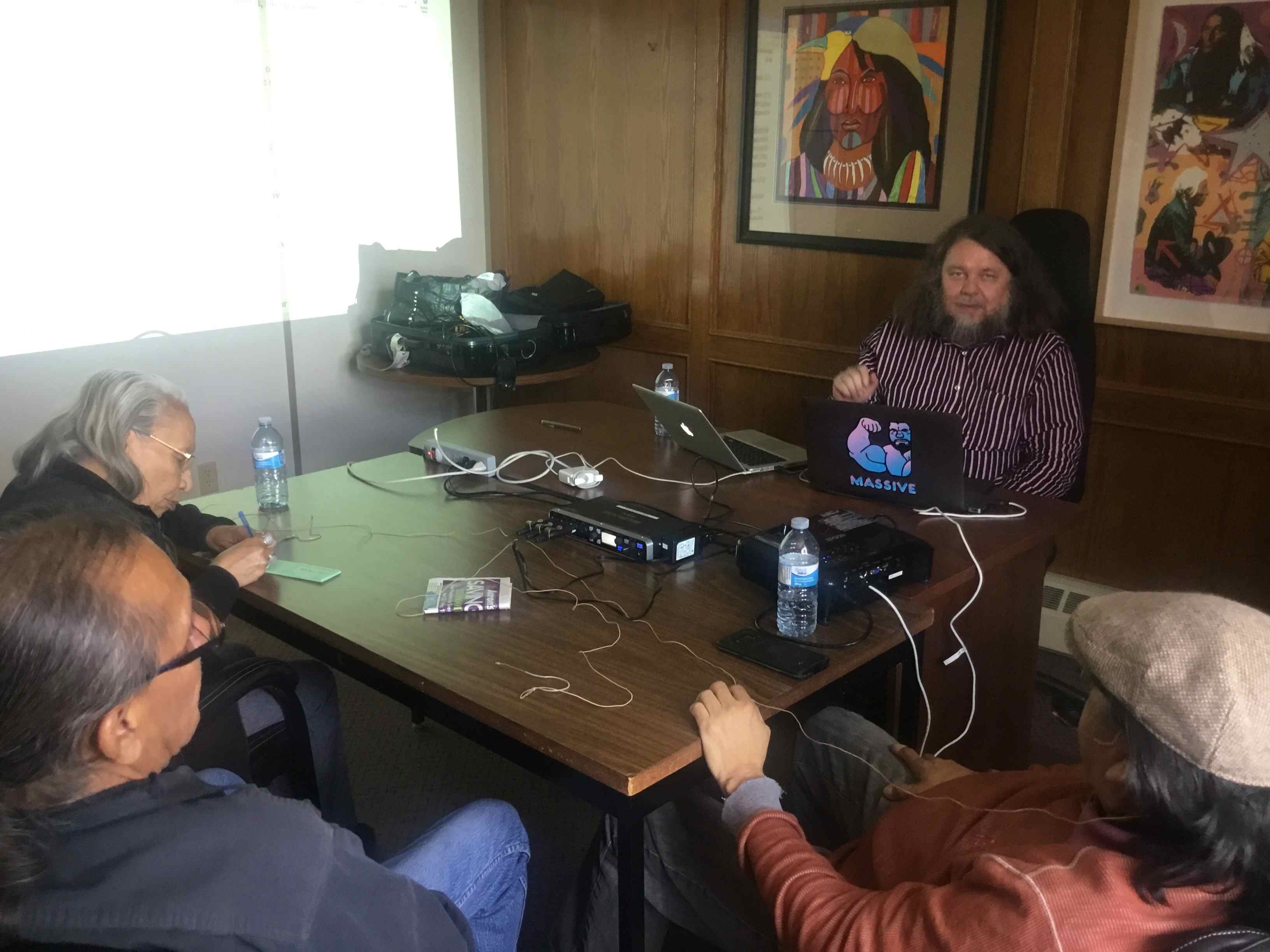 May 2nd, 2018 (left-to-right): Harley Simon, Arlene Makinaw, Antti Arppe & Brian Lightning (photo credit: Atticus Harrigan)