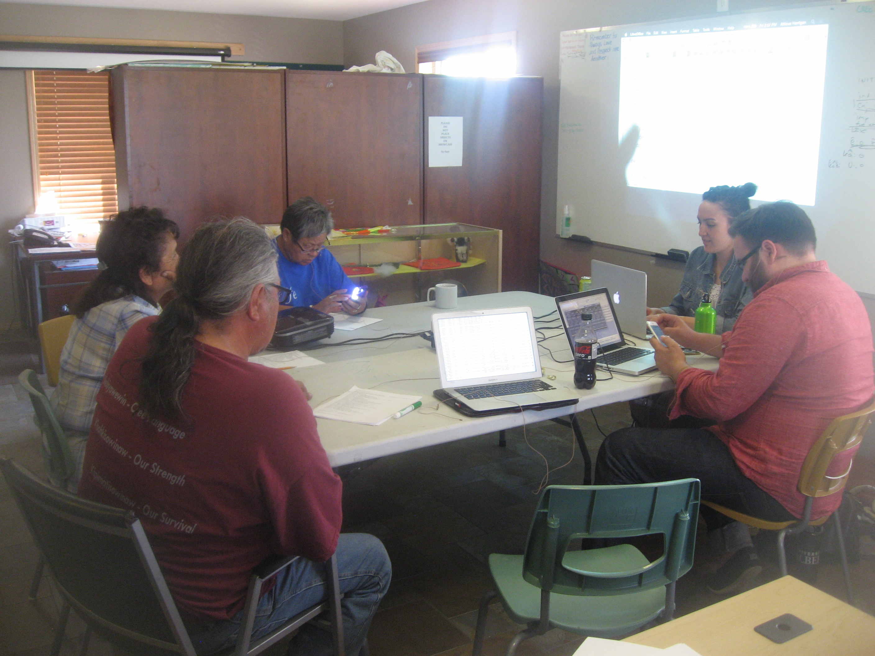 July 10th, 2015 (left-to-right): Louise Wildcat, Jerry Roasting, Rose Makinaw, Megan Bontogon & Atticus Harrigan (photo credit: Antti Arppe)