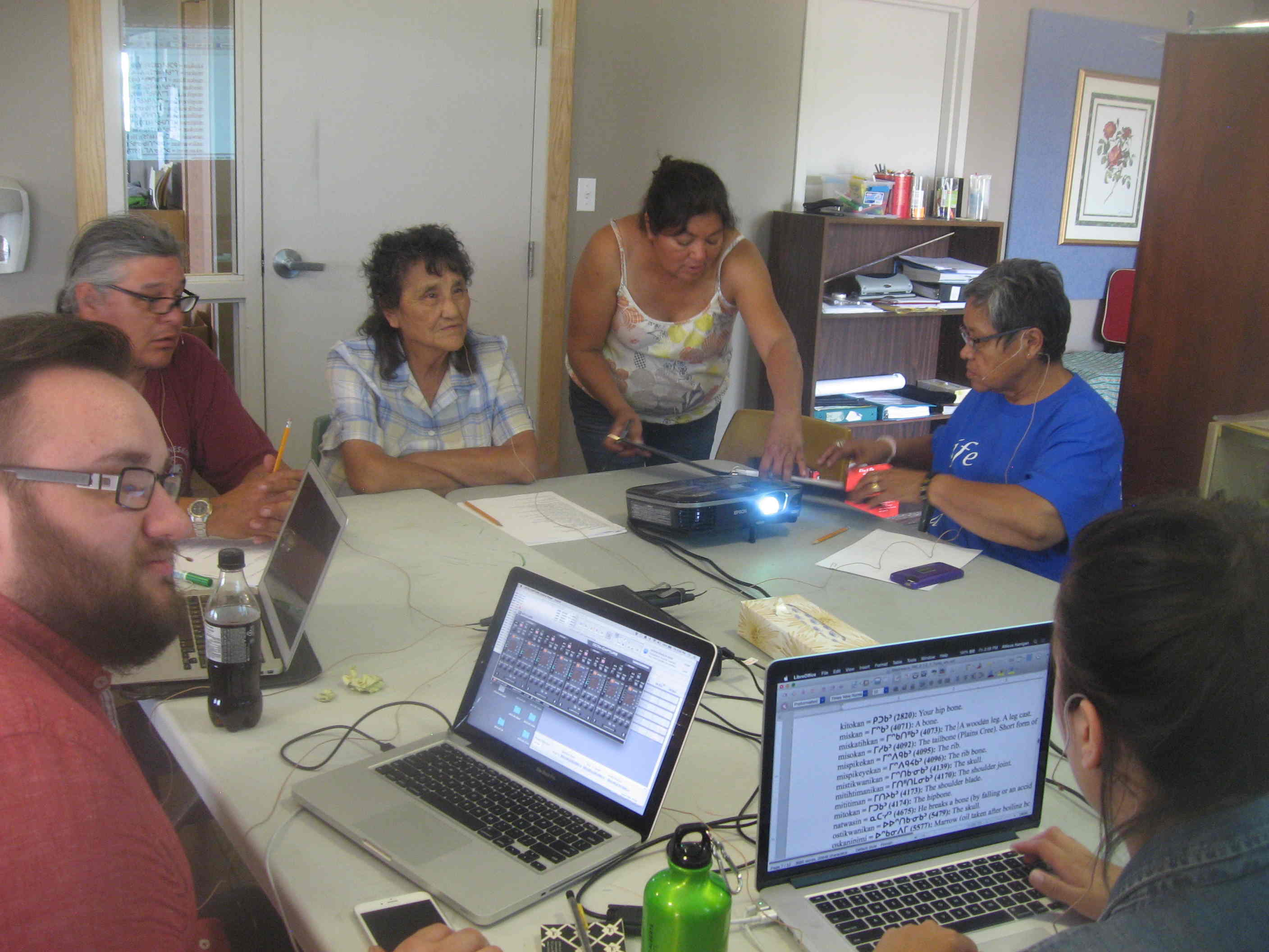 July 10th, 2015 (left-to-right): Atticus Harrigan, Jerry Roasting, Louise Wildcat, Patricia Johnson, Rose Makinaw & Megan Bontogon (photo credit: Antti Arppe)