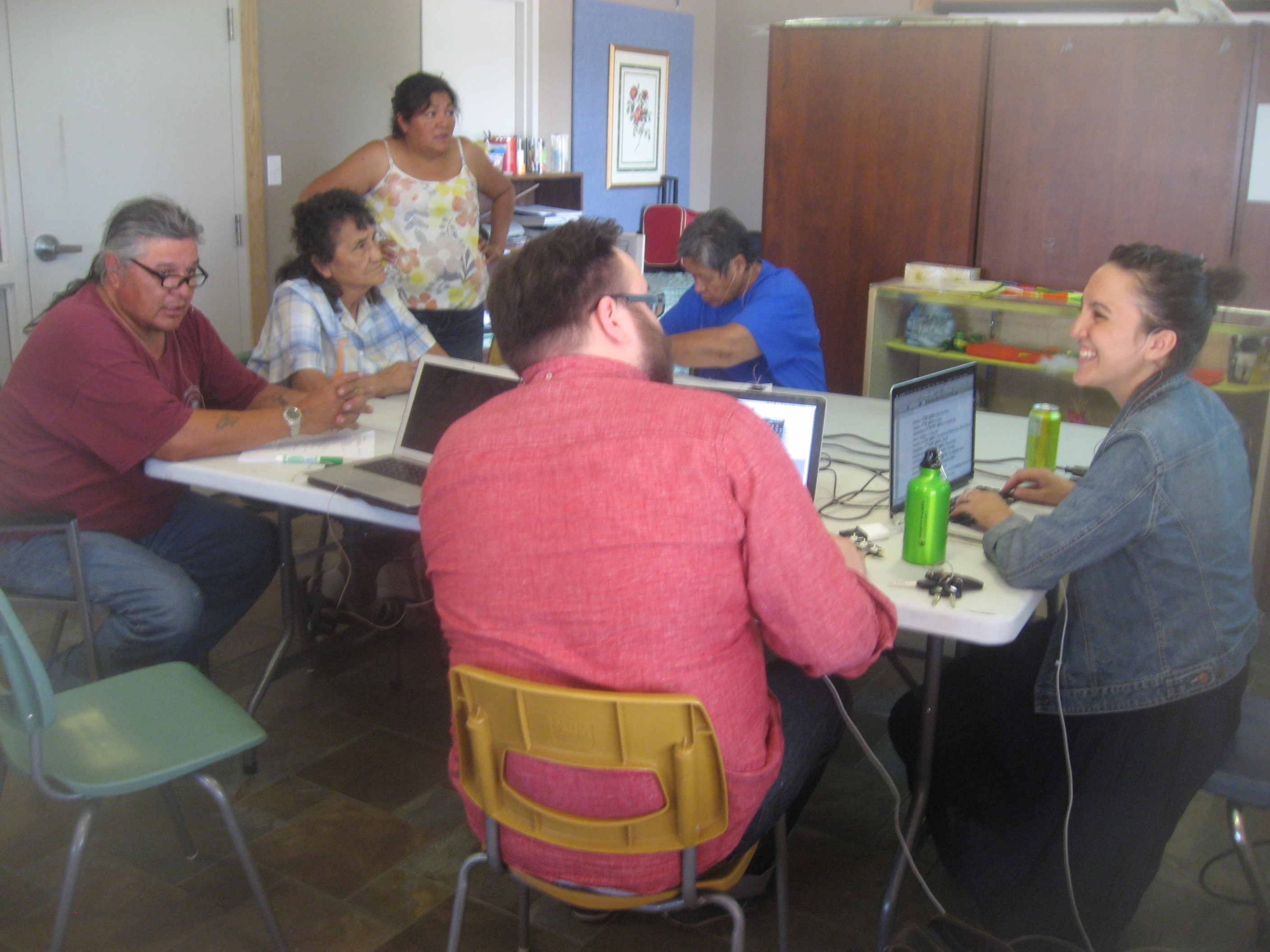 July 10th, 2015 (left-to-right): Jerry Roasting, Louise Wildcat, Patricia Johnson, Atticus Harrigan, Rose Makinaw & Megan Bontogon (photo credit: Antti Arppe)