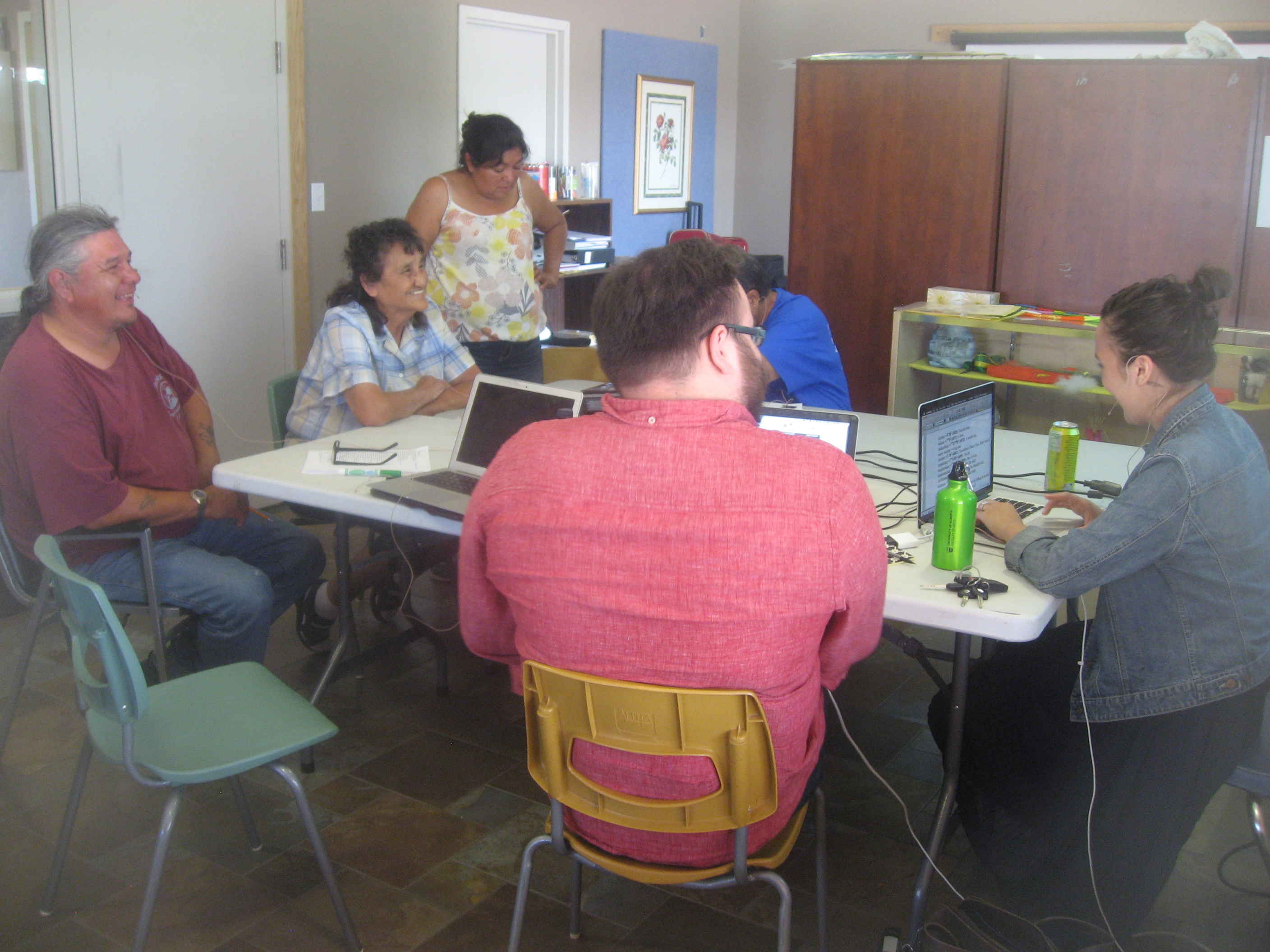 July 10th, 2015 (left-to-right): Jerry Roasting, Louise Wildcat, Patricia Johnson, Atticus Harrigan, Rose Makinaw & Megan Bontogon (photo credit: Antti Arppe>